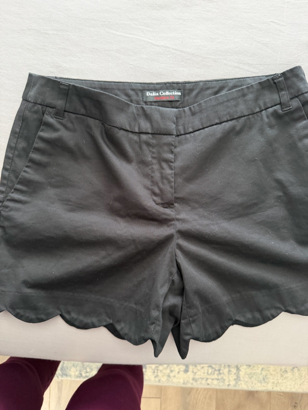 Dalia Collection Black Scalloped Hem Shorts